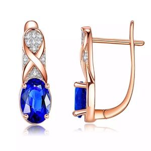 14K Gold Plated Blue & White CZ Earrings
